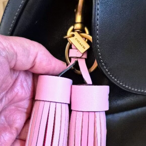 Coach Pink Remade Colorblock Tassel Bag Charm - Rare Item - - Picture 3 of 6